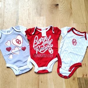 Set of 3 Oklahoma University onsies
